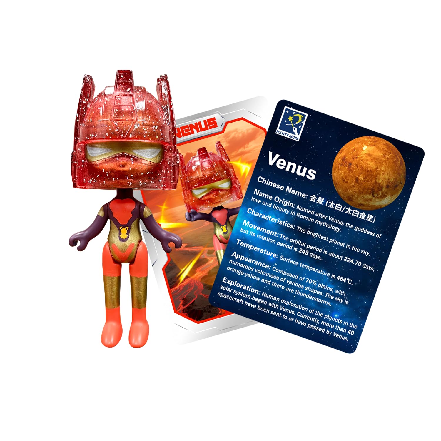 PLENTY MORE HelmeTeam Jupiter Action Figure, Glitter Helmet with Collectible Card, STEM Toy