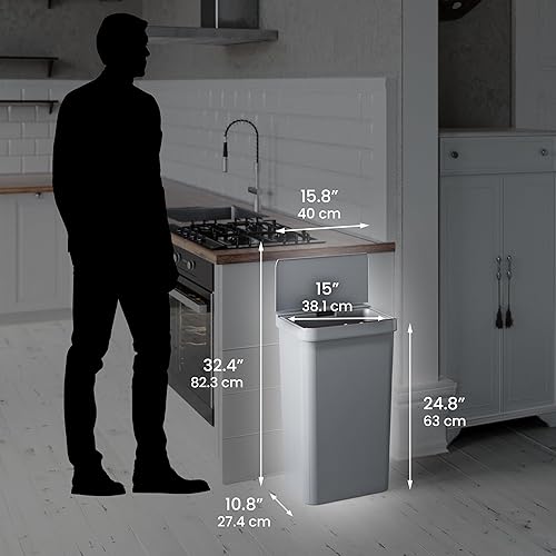 Miniatura 6 de iTouchless Prime - Cubo de basura con sensor de 13.2 galones, delgado y ahorra espacio, construcción duradera a prueba de abolladuras, contenedor