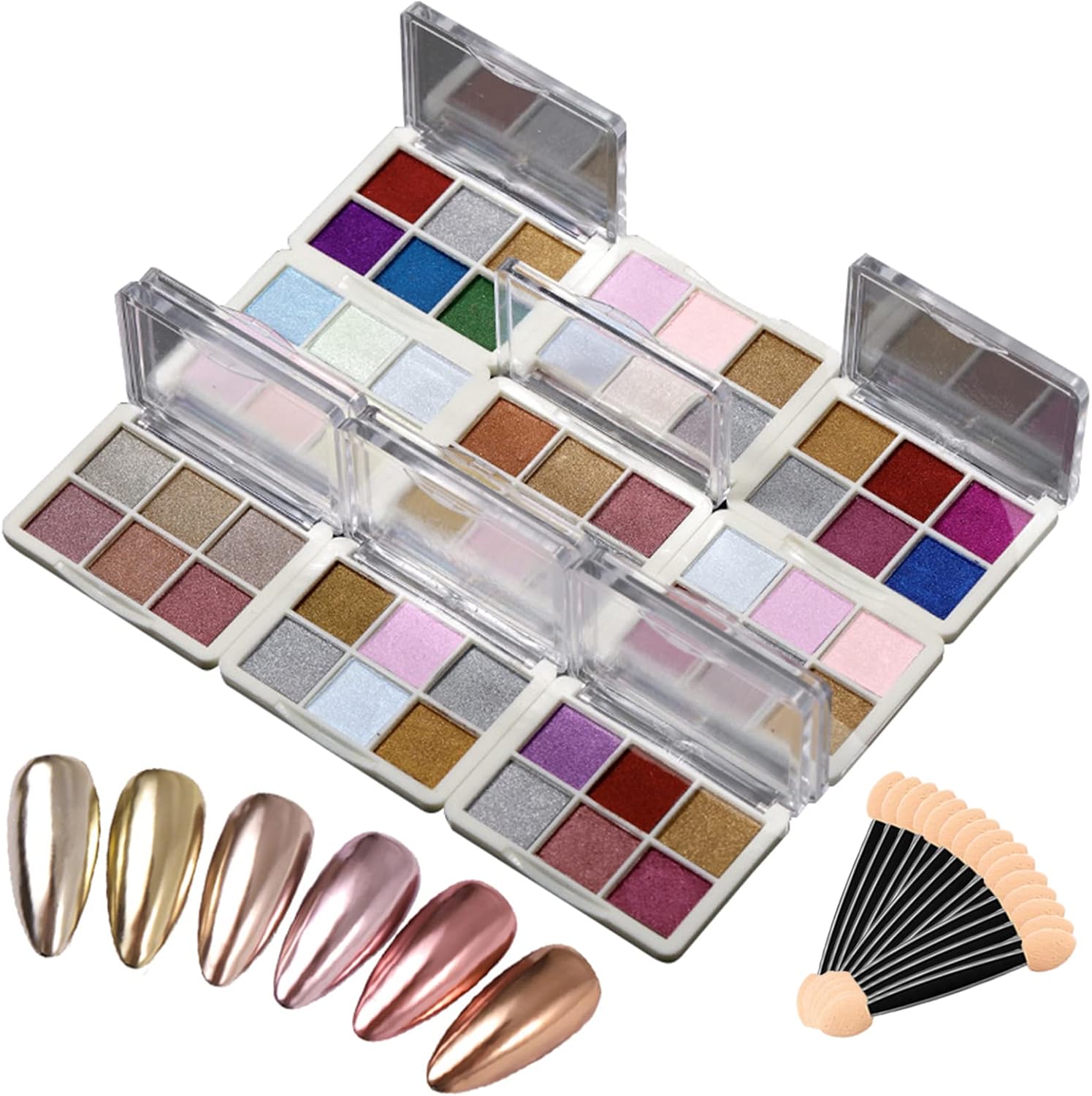 30 Colors Mix Colors Glitter Nail Sequins Powder - Metallic Mirror Effect Iridescent Nail Glitter Kit for Gel Polish Nail Art Decoration - 195