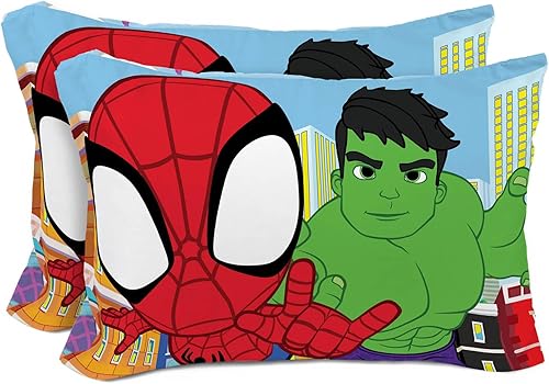 Sunny Side Up Marvel Spidey & His Amazing Friends - Juego de 2 fundas de almohada reversibles, fundas de almohada de doble cara con Spiderman, araña