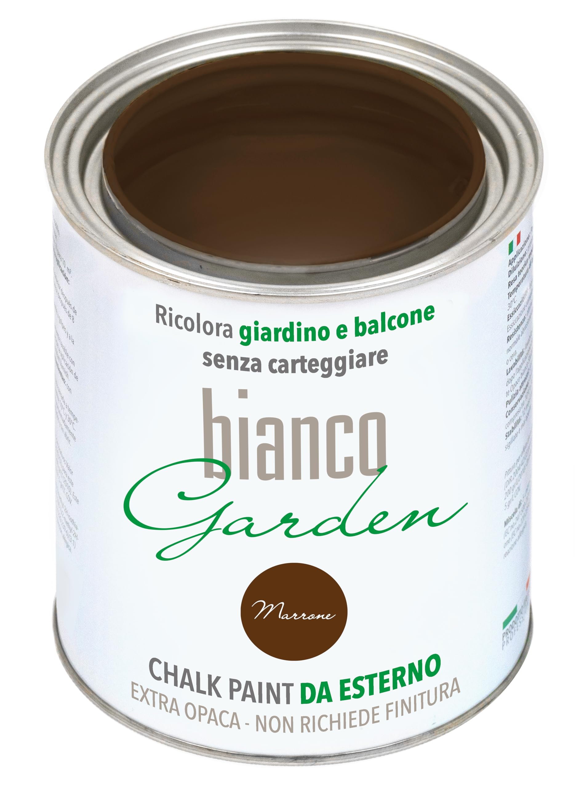 bianco Shabby CHALK PAINT Peinture spéciale Marrone pour extérieur, pour jardin, balcon, sans peinture et sans finition (1 litre)