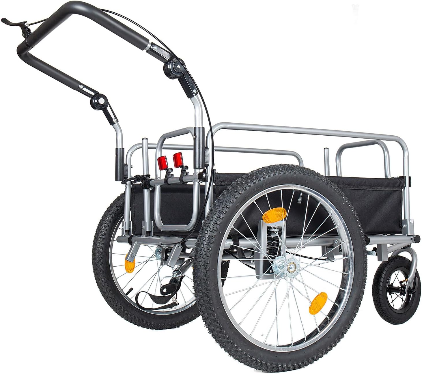 3-in-1 Bike Cargo Trailer with 20"x2.6" Fat Tires, 150 lb Capacity Heavy Duty Steel Bicycle Wagon Cart, Convertible Stroller & Pull Cart with Suspension & Brake System, All-Terrain Hauling