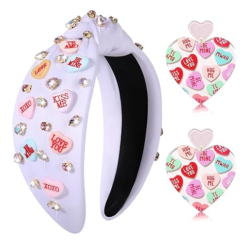 Miniatura 1 de JERTOCLE Diadema de corazón para mujer, diadema anudada para el día de San Valentín, adorno de cristal, rojo y rosa, accesorios de fiesta, regalos