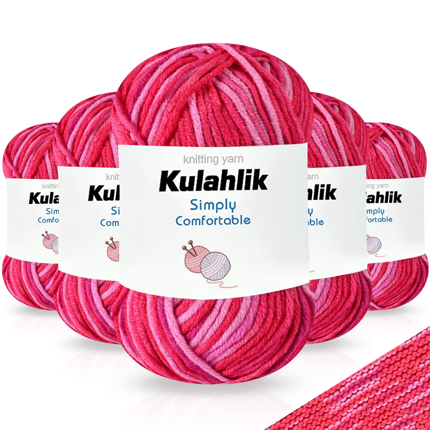 250g(5x50g) Acrylic Yarn for Crochet/Knitting, Colorful Gradient Yarn Thread, 5 Rolls Skeins, Perfect for Any Knitting Crochet and Crafts Mini Project — view 52