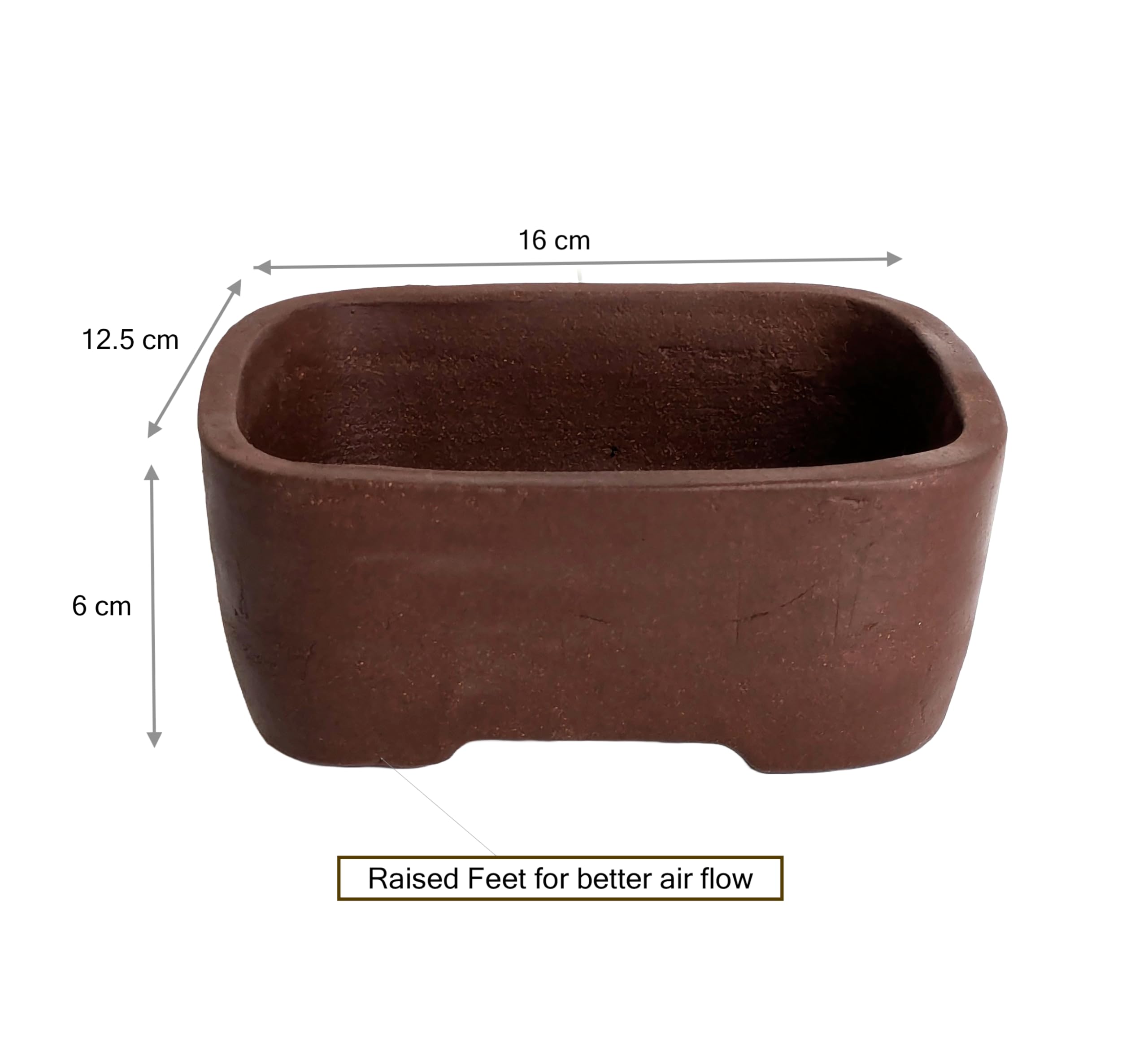 Unglazed Ceramic Bonsai Pots (Design 4, 16cm), Design 1 - Image 2