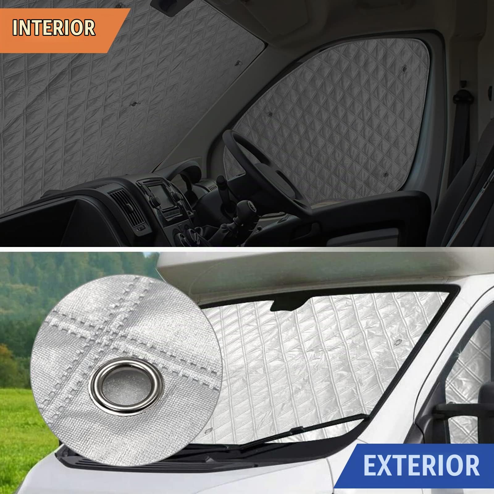 Protector de Parabrisas para Cubierta de Parabrisas de Coche para FIAT Ducato 2006-2021,Parasol Coche Termico,Cubierta de Parasol Interna para el Automóvil,Parasol Plegable（3 Piezas ）