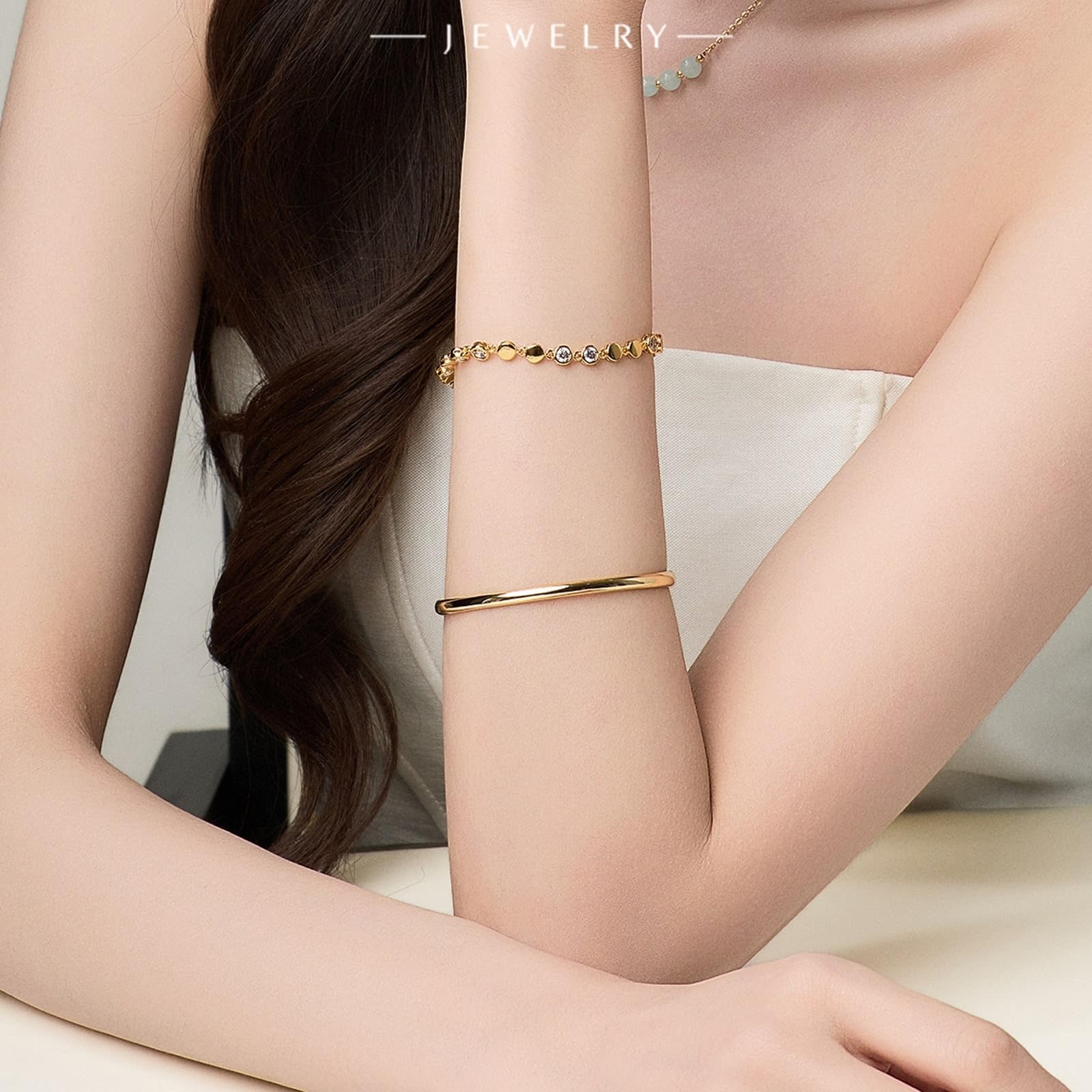 Echt Gold Schmuck Armband 9K/14K/18K Gold/Weißgold/PT950, Klassiker Armreifen
