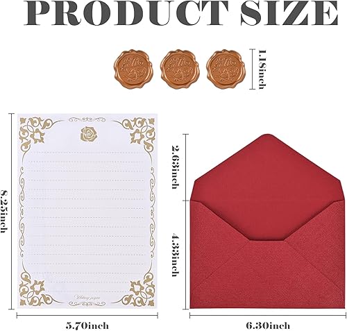 Miniatura 3 de BAYTORY Juego de 27 sobres de papelería y sobres, sobres vintage A6, kit de escritura de letras de amor, papelería de escritura para invitación