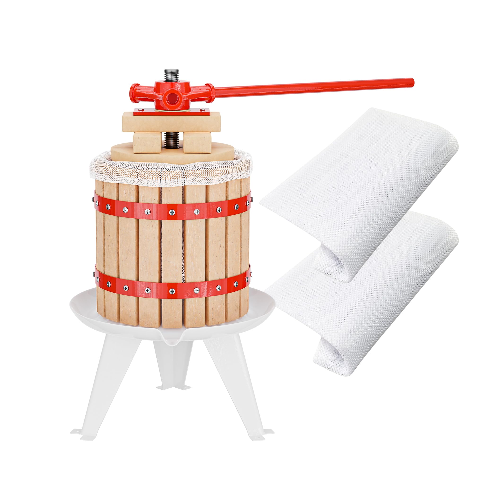 WilTec 12L Fruit Press Apple Wine Cider incl 3 Pulp Bags