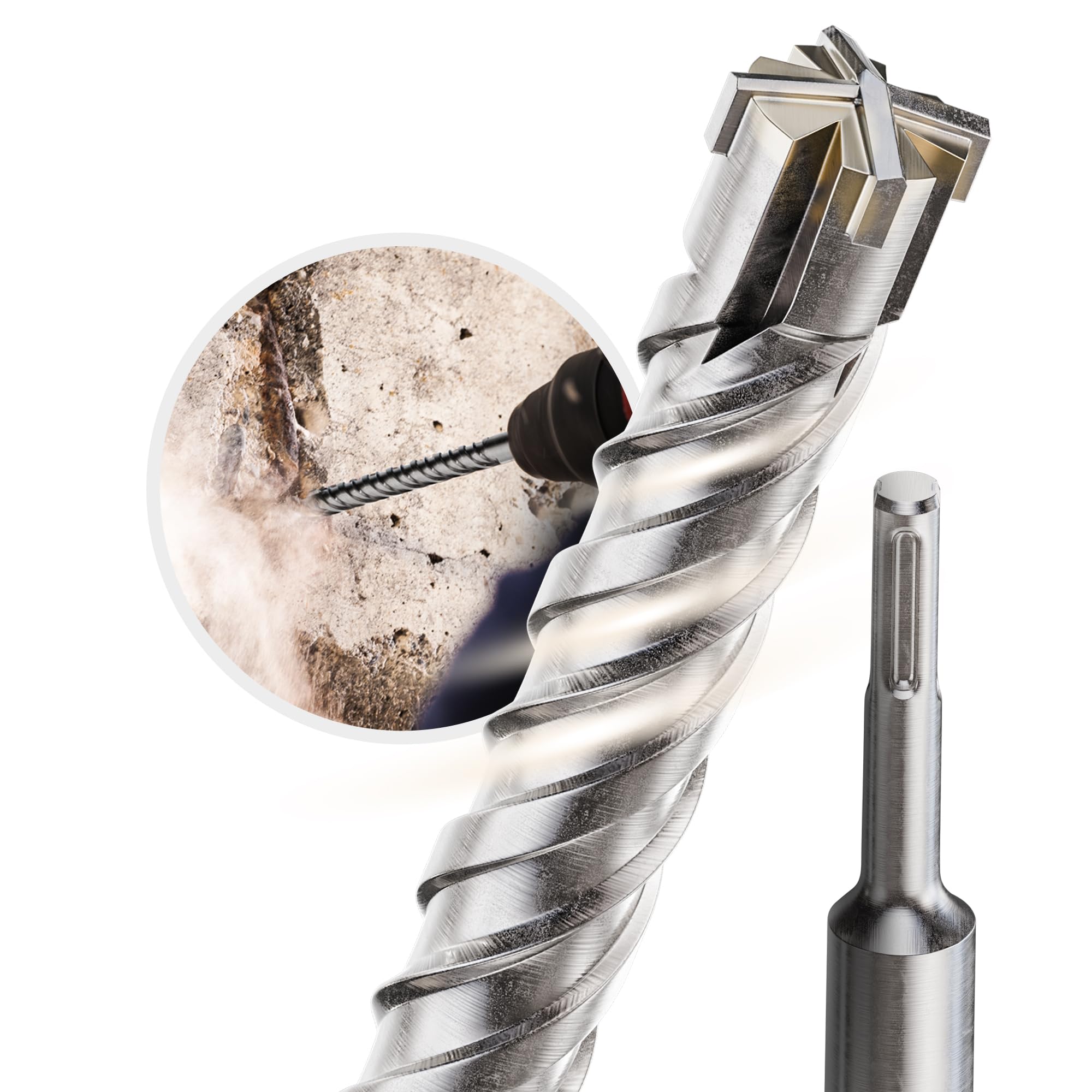Weischer® - SDS Plus Bohrer 8 x 260 mm | vierschneidiger & langlebiger Steinbohrer | Betonbohrer mit Doppelwendel | Bohrhammer kompatibel | robuste Bohrspitze für Beton, Naturstein & Mauerwerk