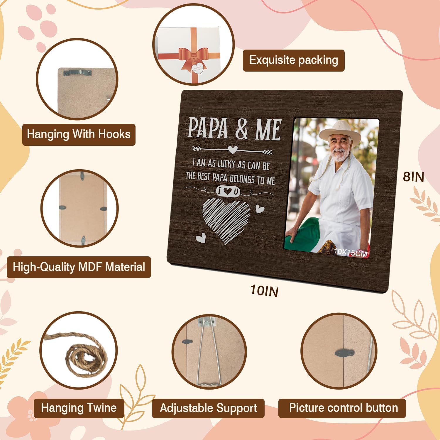 Mancheng-zi Papa and Me Picture Frames - Papa Gifts for Grandpa, Father's Day, Birthday or Christmas - 4x6 Frame - Image 5