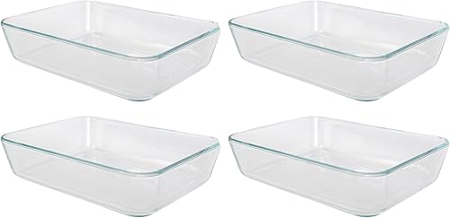 Pyrex Simply Store 7210 - Recipiente rectangular de vidrio transparente para almacenamiento de alimentos, paquete de 4 unidades, fabricado en los