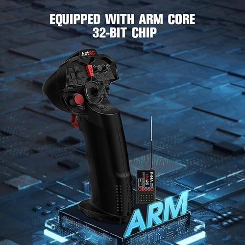 Miniatura 5 de HOTRC DS-4A 2.4G 4 canales Transmisor de radio RC de una sola mano con receptor de 4 canales para RC coche, barco, dron, avión (W 1 RX)