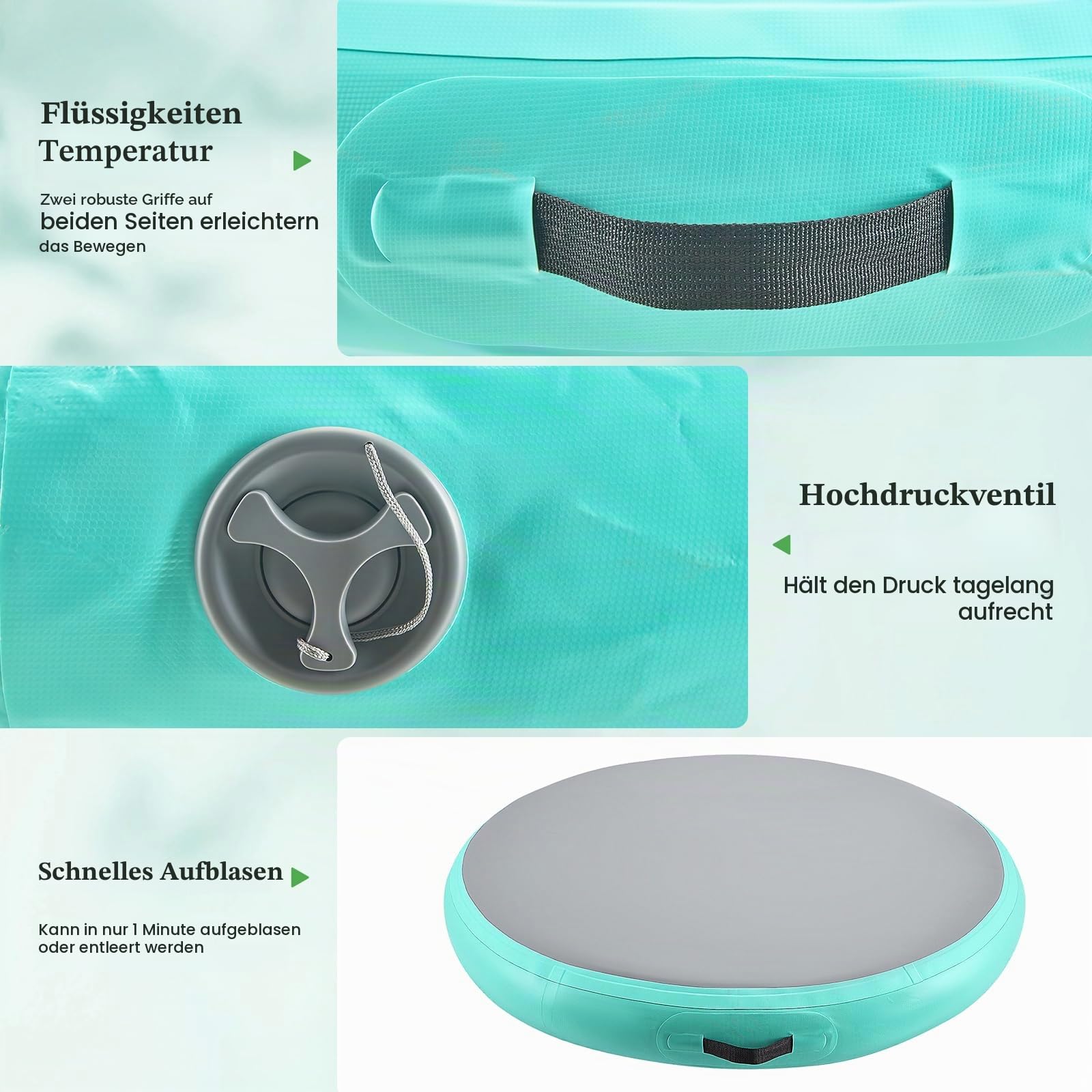 Air Matte Track Tumbling Matte, Airspot 100 x 15 cm Aufblasbar Gymnastikmatte Turnmatte Tumbling Matten hoch mit Luftpumpe für Zuhause/Taumel/Turnhalle/Ausbildung/Cheerleading