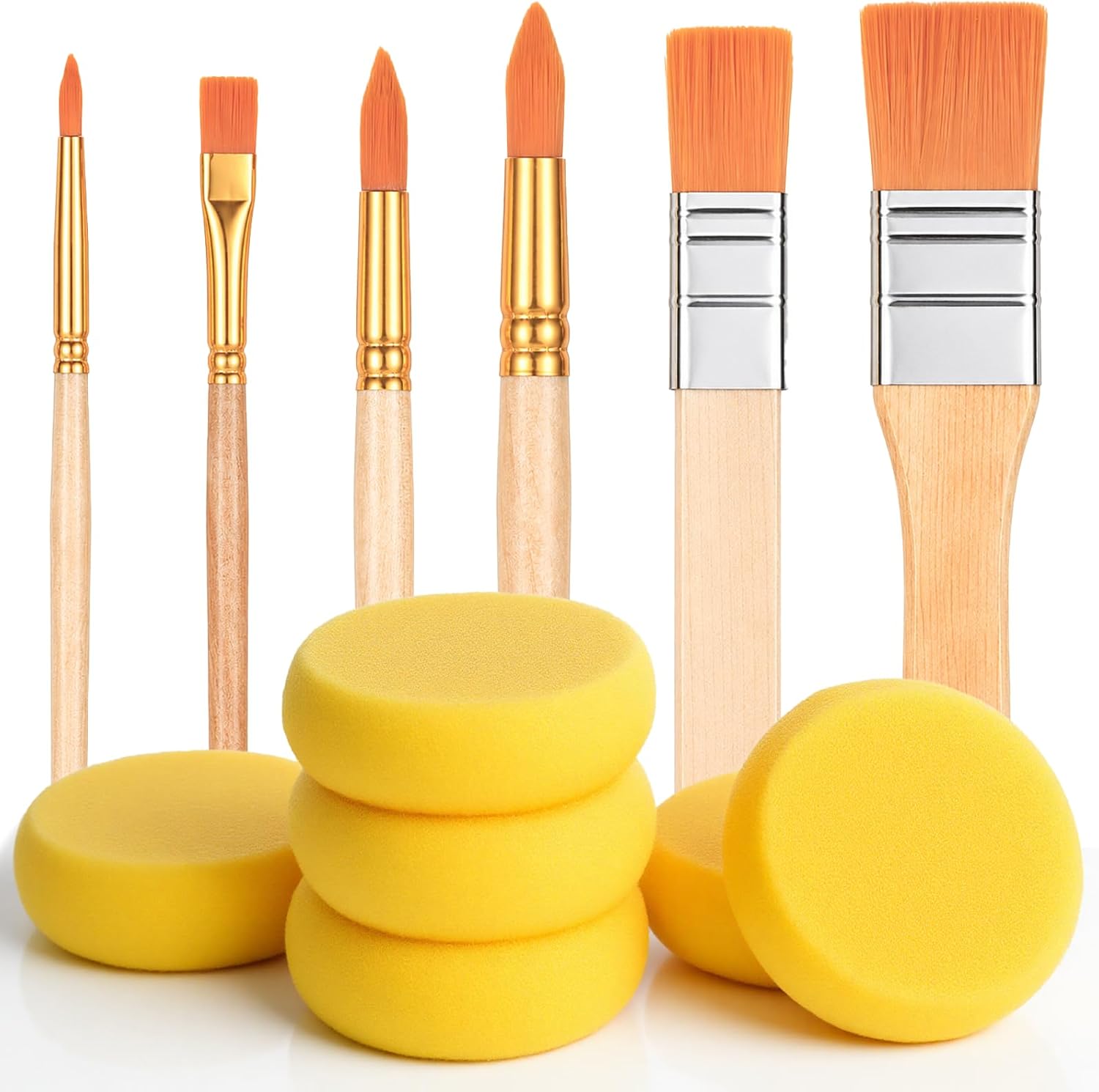 6PCS Face Painting Brushes with 6Faces Paint Sponges Face Painting Supplies