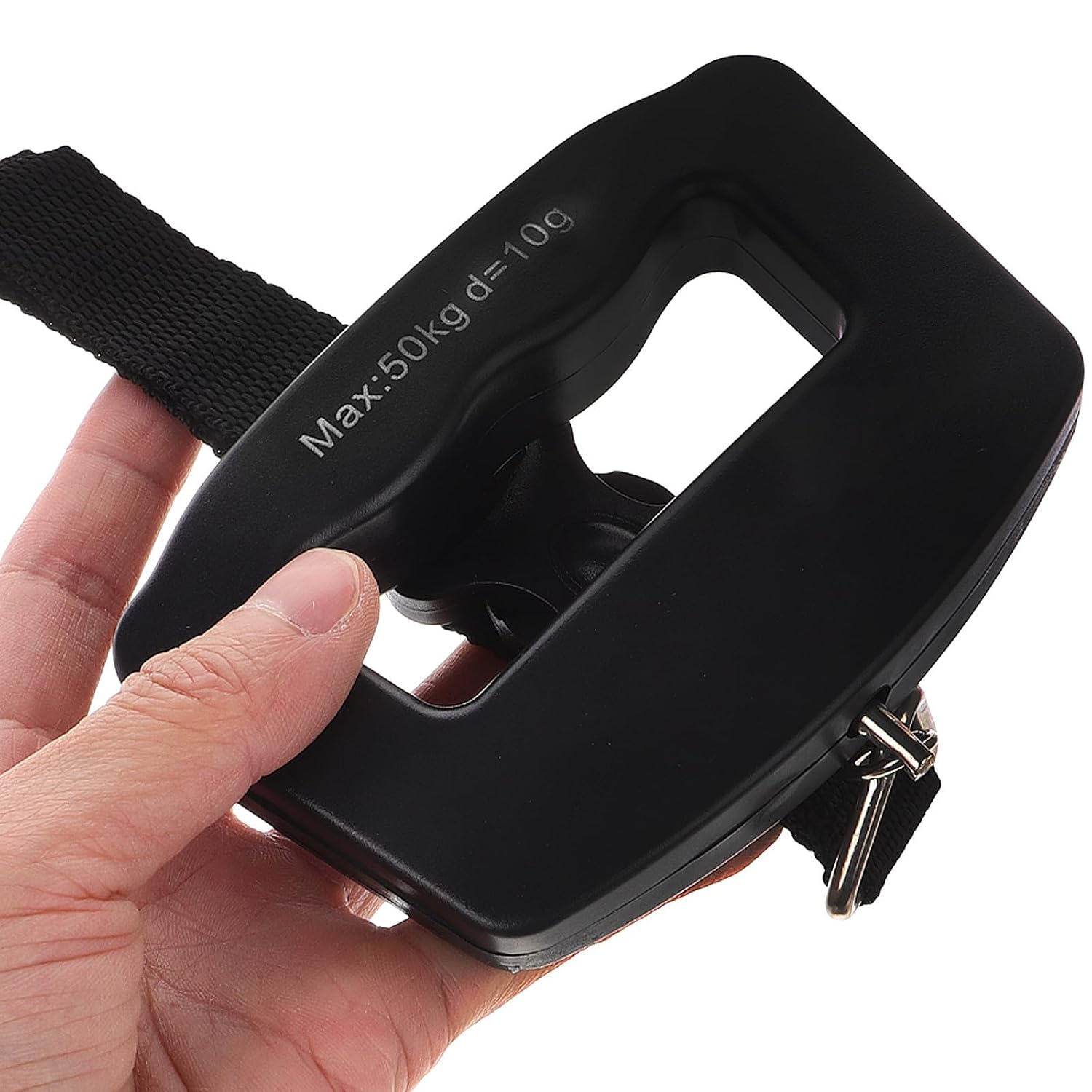 Handheld Webbing Hook Travel Luggage Scale, Portable Plastic Black