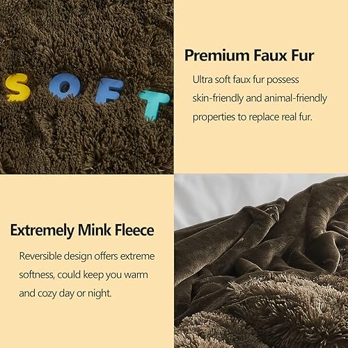 Miniatura 5 de GONAAP Manta mullida de piel sintética, color negro, súper suave y acogedora manta lanuda para sofá o cama (negro, manta de 50 x 60 pulgadas)