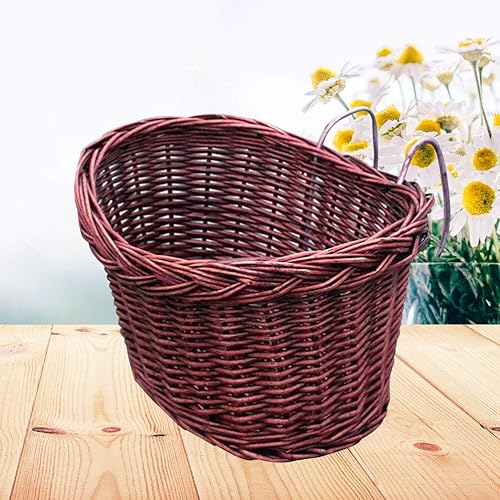 Miniatura 8 de LiOBO Cesta de mimbre desmontable para manillar delantero, cesta de mimbre para bicicleta, hecha a mano, de ratán natural, color marrón
