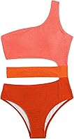Vista 1 de WDIRARA Traje de baño de una pieza con corte de bloque de color para mujer