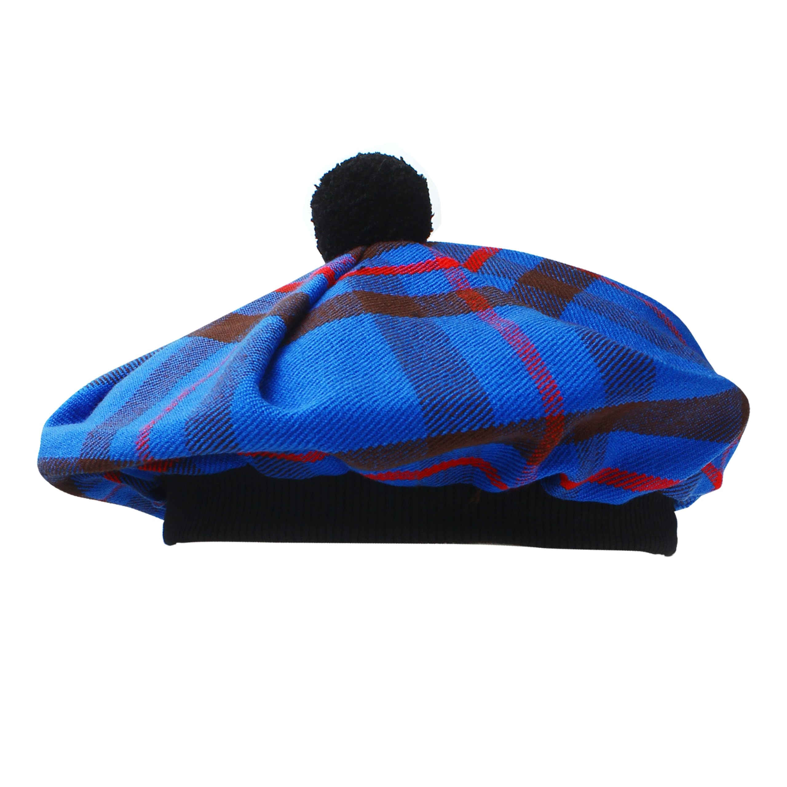Scottish Tam O’ Shanter Hat Tartan Bonnet Pom Pom Wool Flat Cap One Size