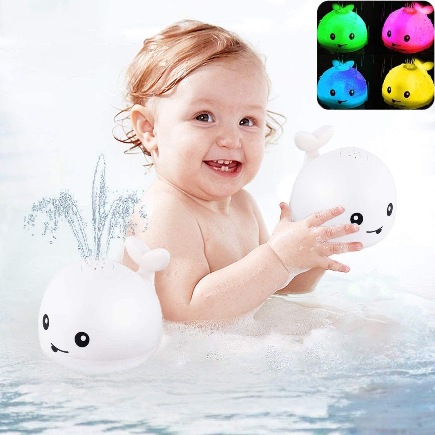 Baby Bath Toys, Whale Automatic Water Spray Bath Toys (with LED Lights