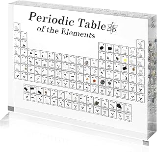Periodic Table with Real Elements Inside, Acrylic Periodic Table,Acrylic Chemical Periodic Table Display with 83 Samples, ...