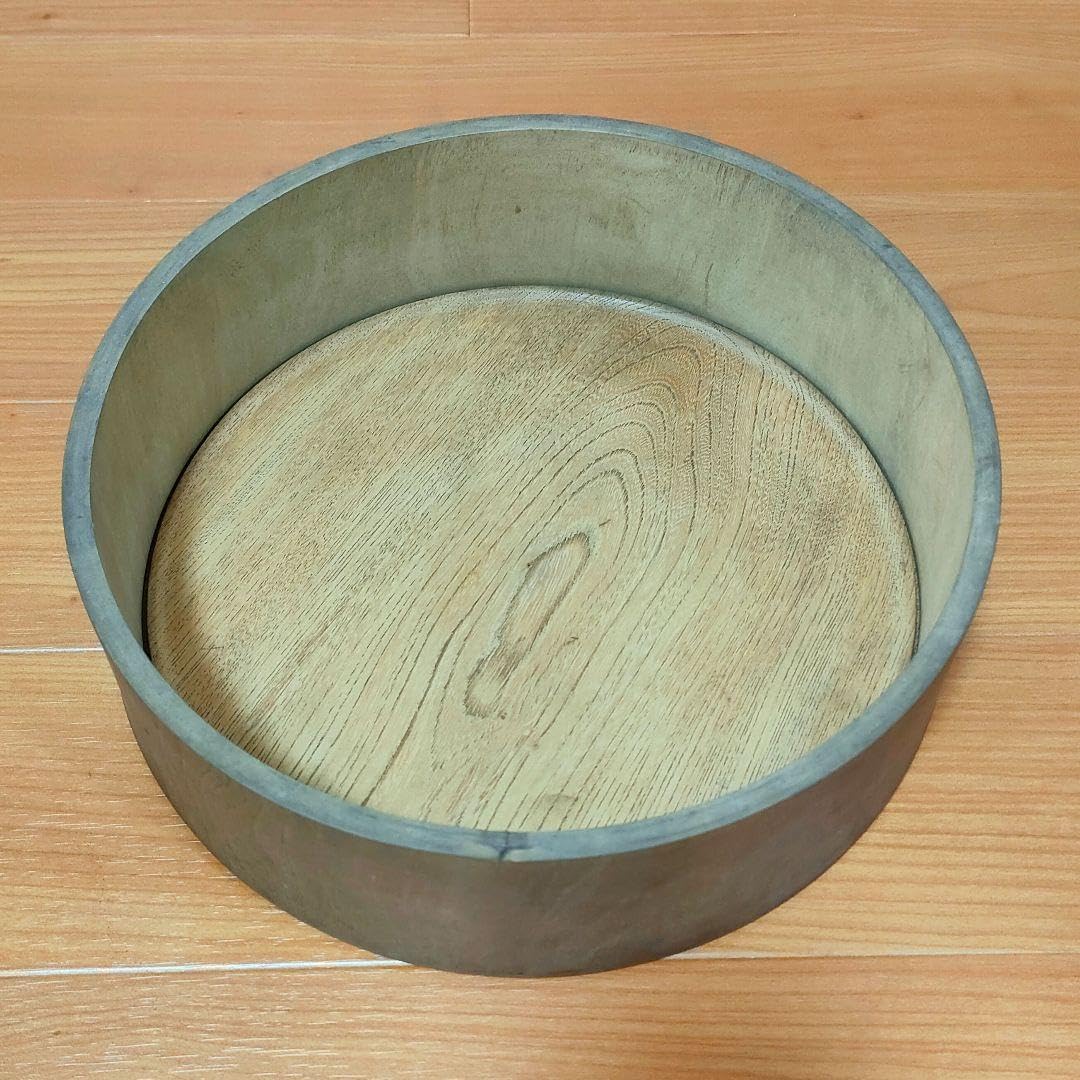 0285 国産独楽塗(こまぬり) 木製丸型2段重箱 おひつ 菓子器 木製