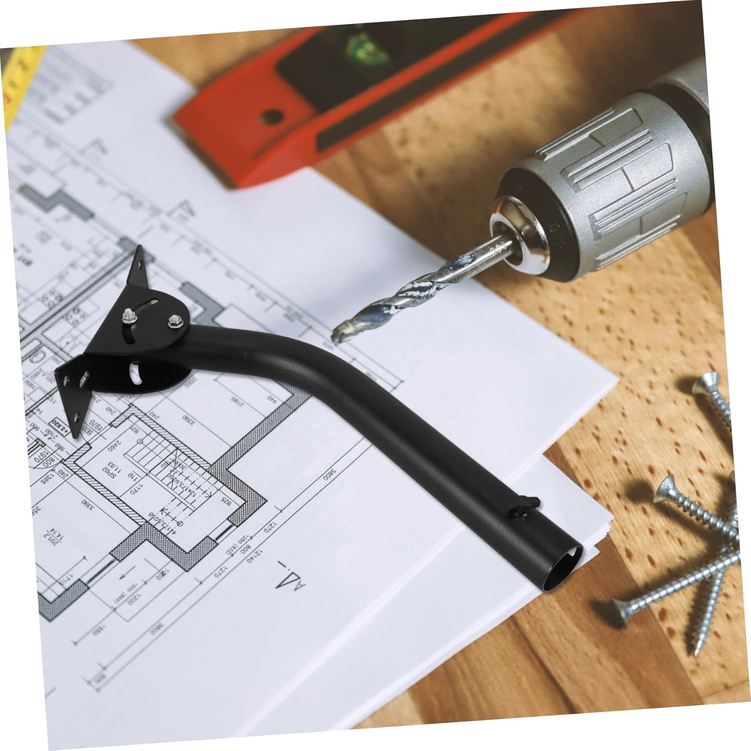 Outdoor Portable Antenna Pole Mount Kit for Tv Versatile Installation Bracket for Wall Roof Rv Durable Black Metal Mounting Station for Home Garden