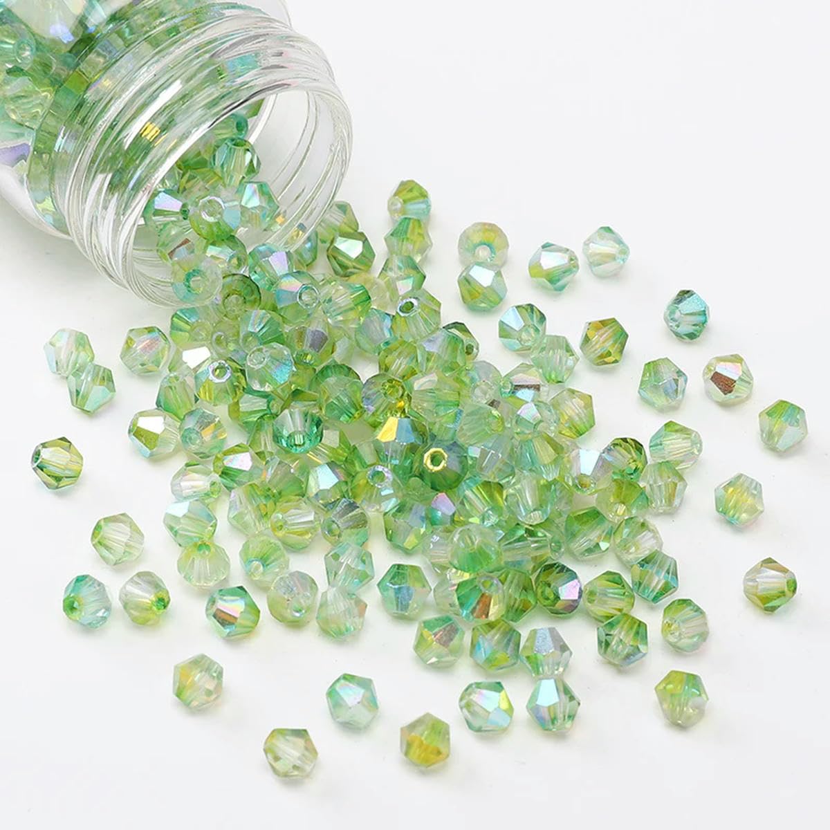 HUIOYG 130pcs 4mm Bicone Beads Crystal Loose Spacer Beads for Bracelet Making
