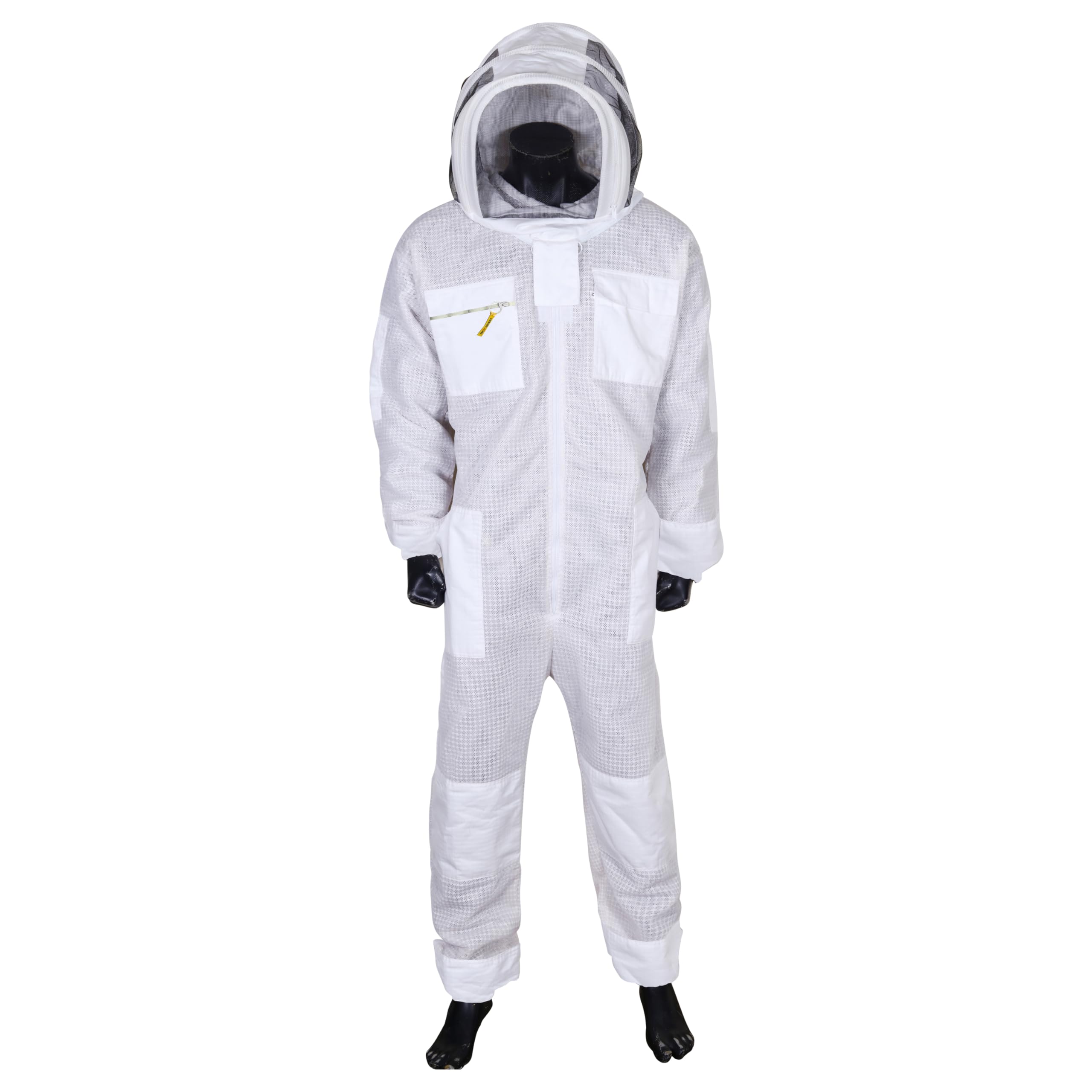 Tuta Apicoltore Professionale Ventilata con Cappello fantasia, Cappello Integrato e Ampie Tasche - Abbigliamento Protettivo per Apicoltura, Anti-Punture API, Naturale traspirante /Resistente