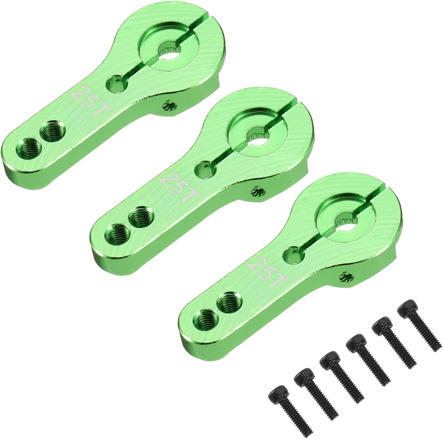 MECCANIXITY 3 Pcs Aluminum Alloy 25T Steering Servo Arm Horn for DIY RC Car/Boat/Airplane Boat Accessories, Green
