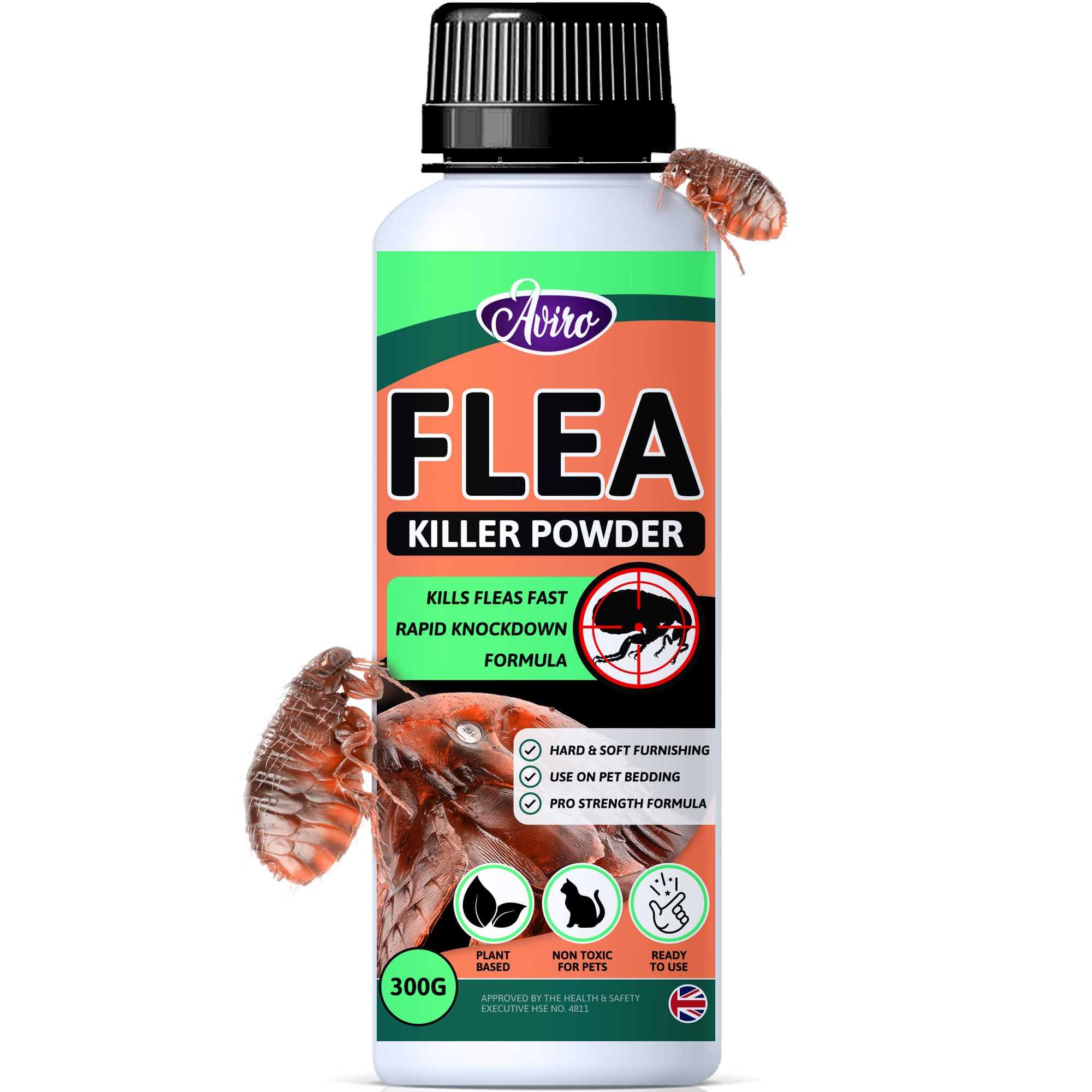 AviroFlea Powder For Carpets - Household Flea Powder For The Home. Pet-Friendly Flea Treatment Approved For Use On Hard & Soft Furnishing Including Pet Bedding. Naturally Derived Powerful Flea Killer