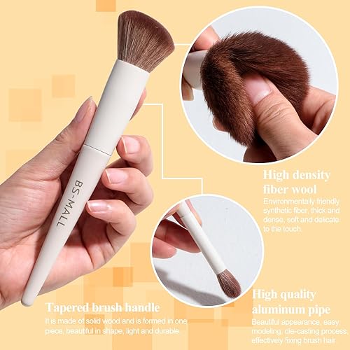 Vista 18 de BS-MALL Juego de brochas de maquillaje, 18 piezas, base sintética de alta calidad, correctores de polvo, sombras de ojos, brochas de maquillaje