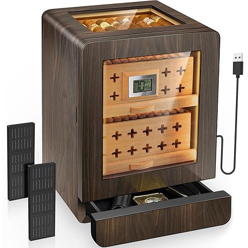 Flauno Cigar Humidor Cabinet with Dual-Fan Air Circulation System, 80+