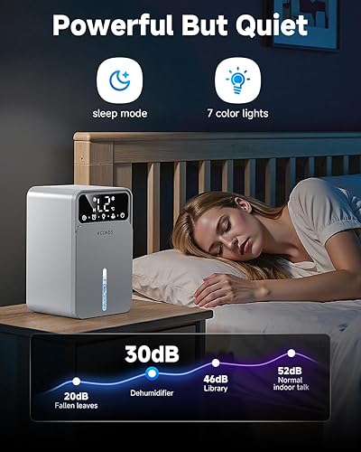 Miniatura 2 de Deshumidificadores para el hogar, capacidad de 60 onzas con apagado automático para habitaciones medianas de hasta 500 pies cuadrados,