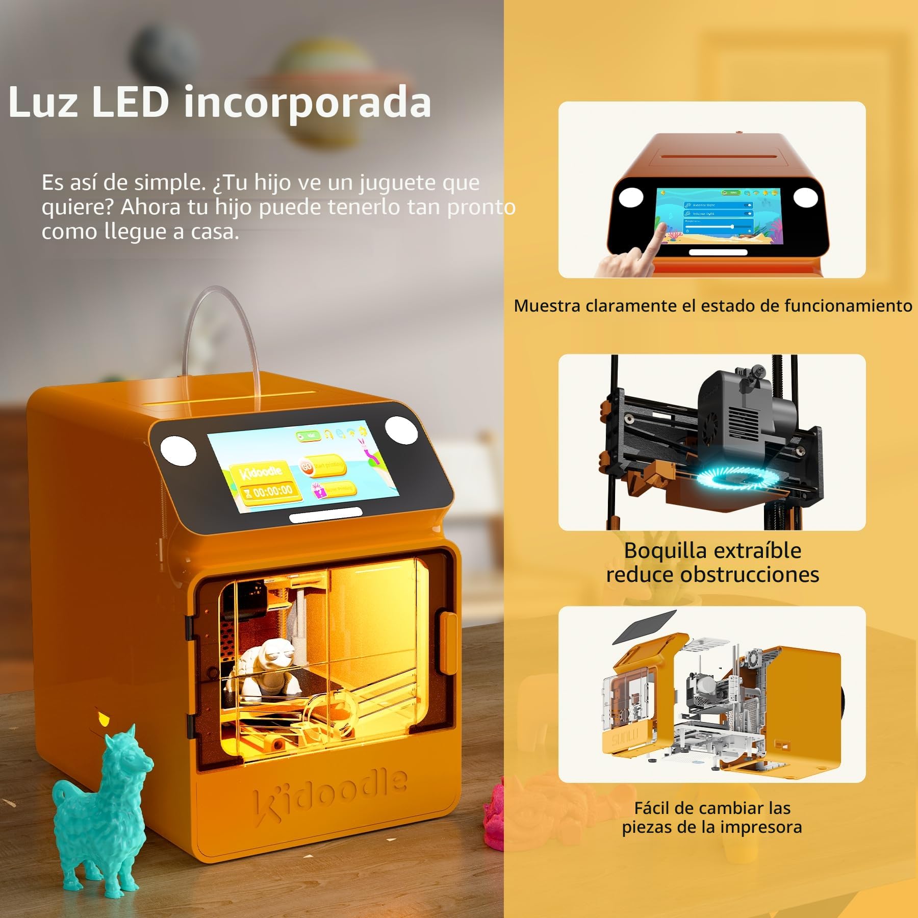 Mini impresora 3D para niños, segura para niños, impresora 3D de juguete, material educativo STEM, control por Wi-Fi y aplicación, actualización semanal de la biblioteca de juguetes, pantalla táctil