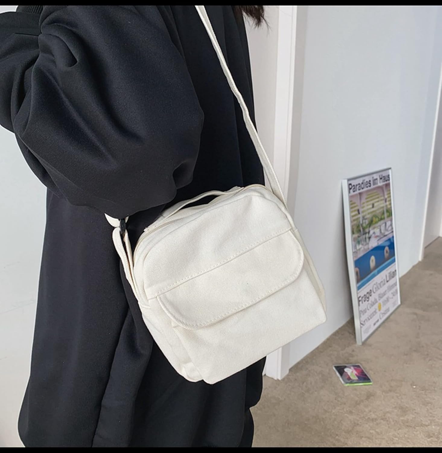 Crossbody Dumpling Bag Shoulder Bag Hobo Style Handbags Single Shoulder Bag for Women & Men Travel Small Messenger Bag (White) - Image 5