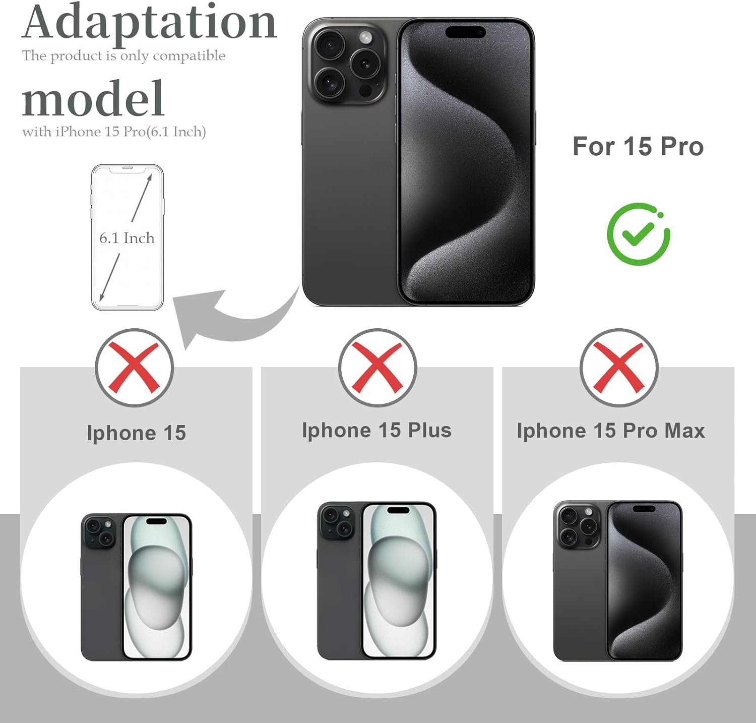 Back Glass Replacement for iPhone 15 Pro(6.1 inches,Black Titanium) Integrated Glass & Wireless Charging Repair Tools are Included