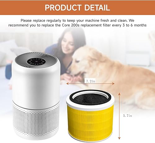 Miniatura 6 de Paquete de 2 filtros de repuesto Core 200S compatibles con el purificador de aire WiFi inteligente LEVOIT Core 200S, sistema de filtración de 3