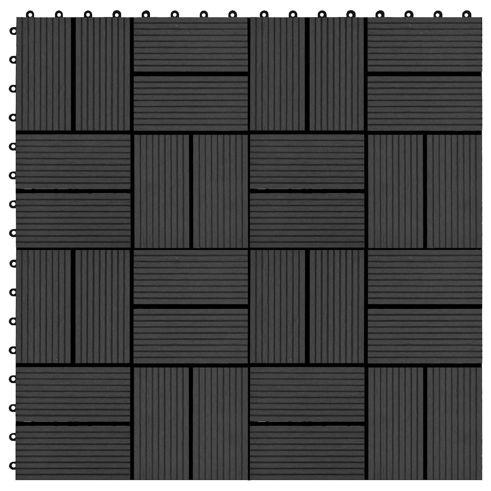 vidaXL Piastrella per Decking 11 pz Nero 30 x 30 cm WPC