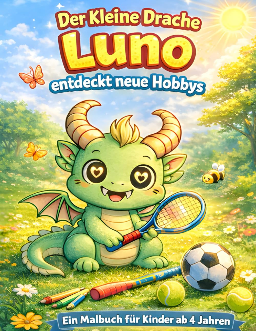 Der kleine Drache Luno entdeckt neue Hobbys - Ein Malbuch für Kinder ab 4 Jahren