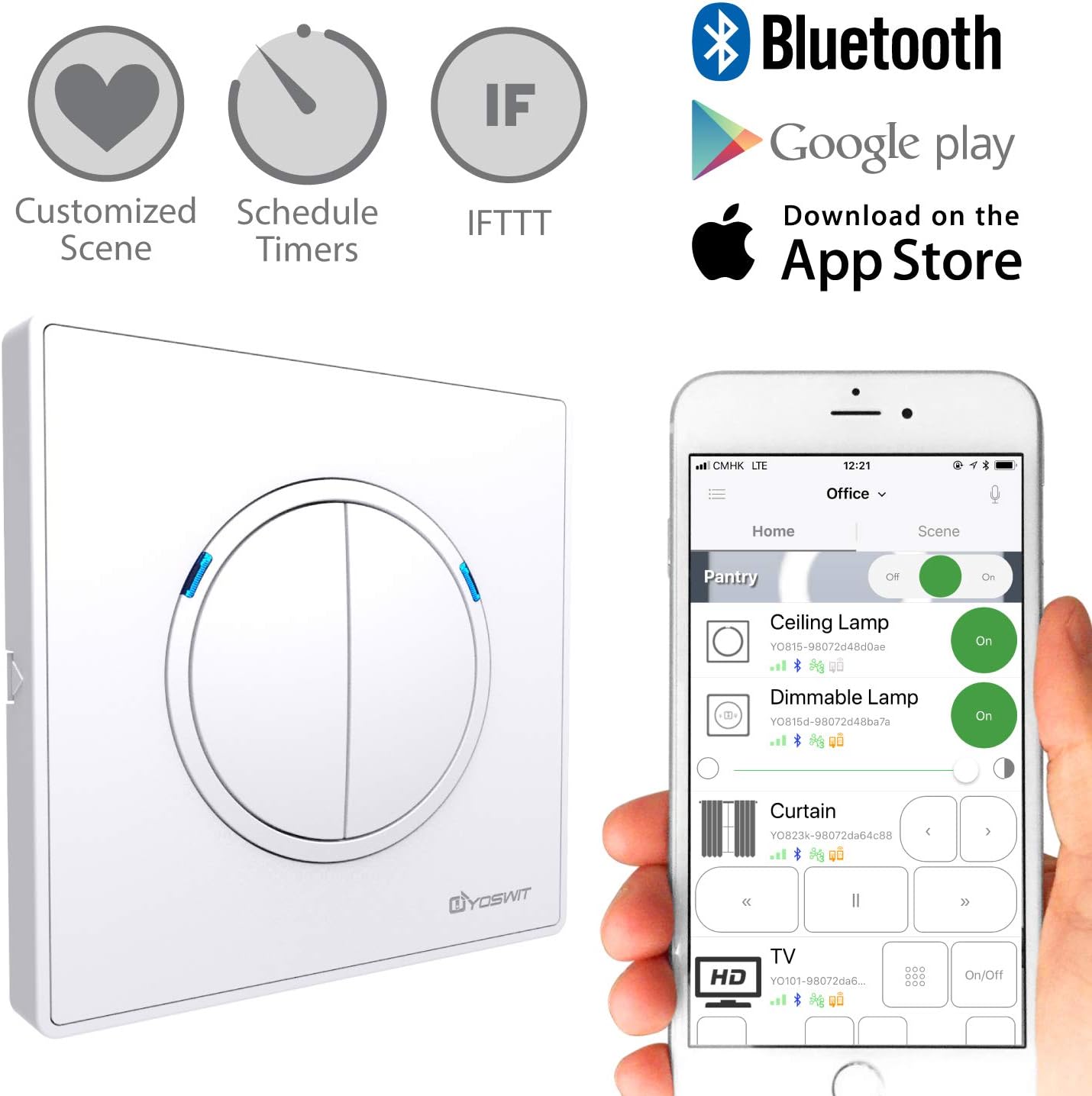 Yoswit Smart Light Switch 2 Gang - Control Lighting from Anywhere, No Hub Required, Built-in Timer and Support IFTTT (Require Neutral Wire)