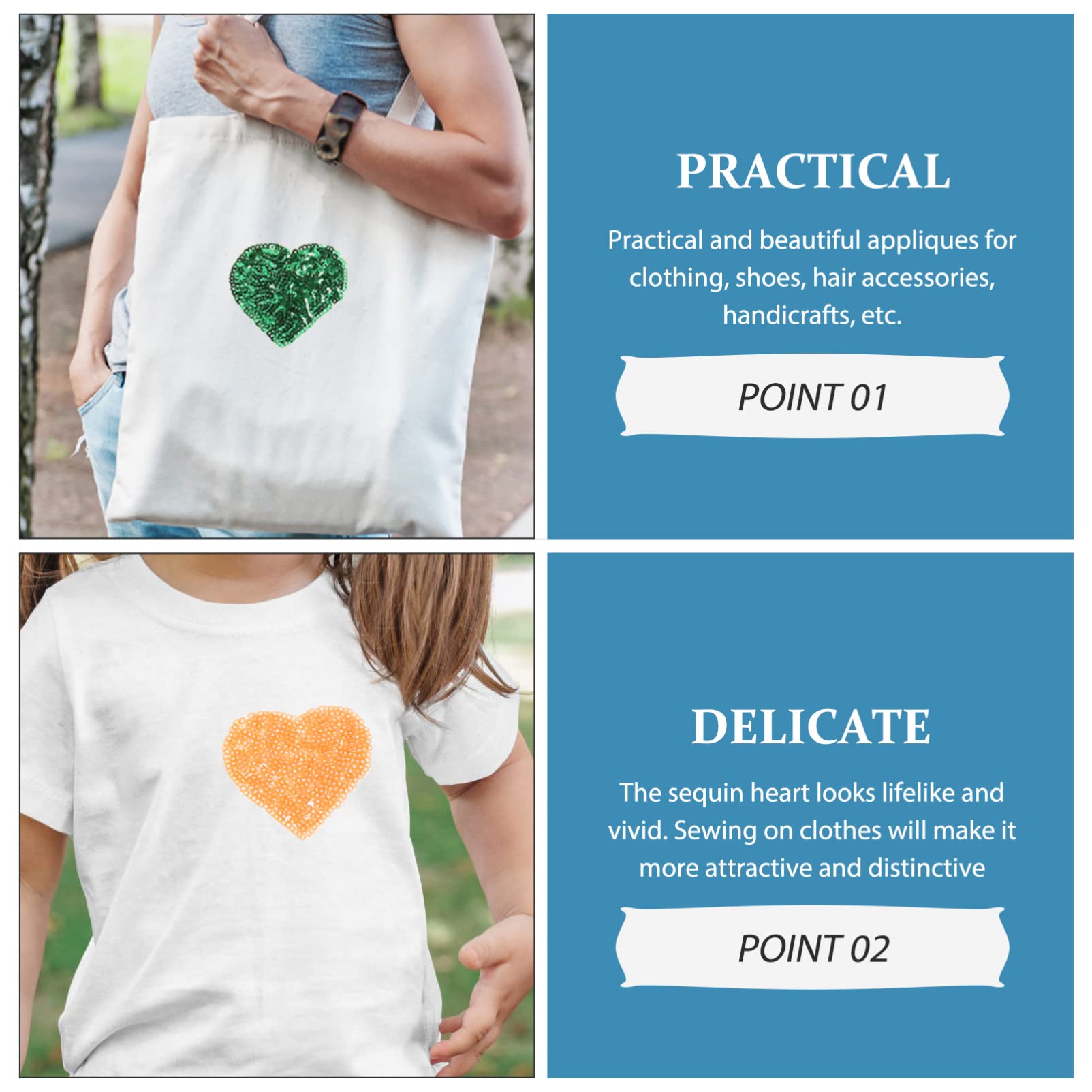 Ciieeo 48stücke Herz Sequin Aufnäher Bunte Applikationen Zum Aufbügeln Für Kleidung Jeans Und Taschen Praktische Und Kreative Flicken Für Diy-projekte