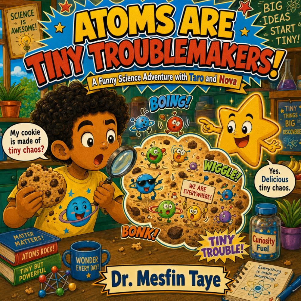 Atoms Are Tiny Troublemakers: A Funny Science Adventure About Atoms, Molecules, and Matter with Taro and Nova (Ages 6-15) (Taro and Nova's Funny Science Adventures)