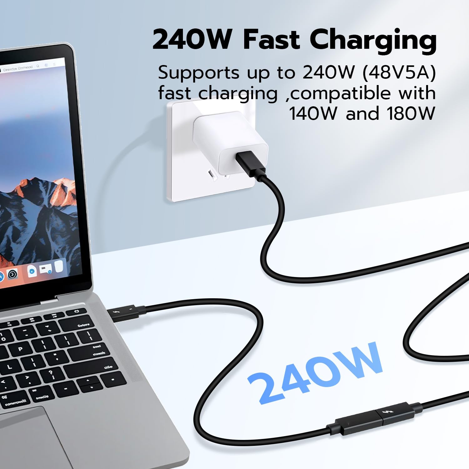 Cavo Prolunga USB C 30 Cm Angolo Retto – 80Gbps, 240W, 16K – Compatibile Thunderbolt 5/4/3 - 2