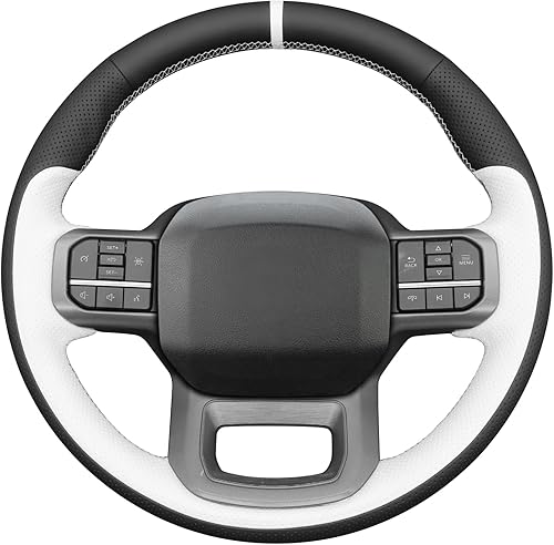 Miniatura 14 de MEWANT Hand Stitched Car Steering Wheel Wrap Cover for Ford F-150 2021-2023 / F-150 Lightning 2022-2023 Steering Wheel Accessories