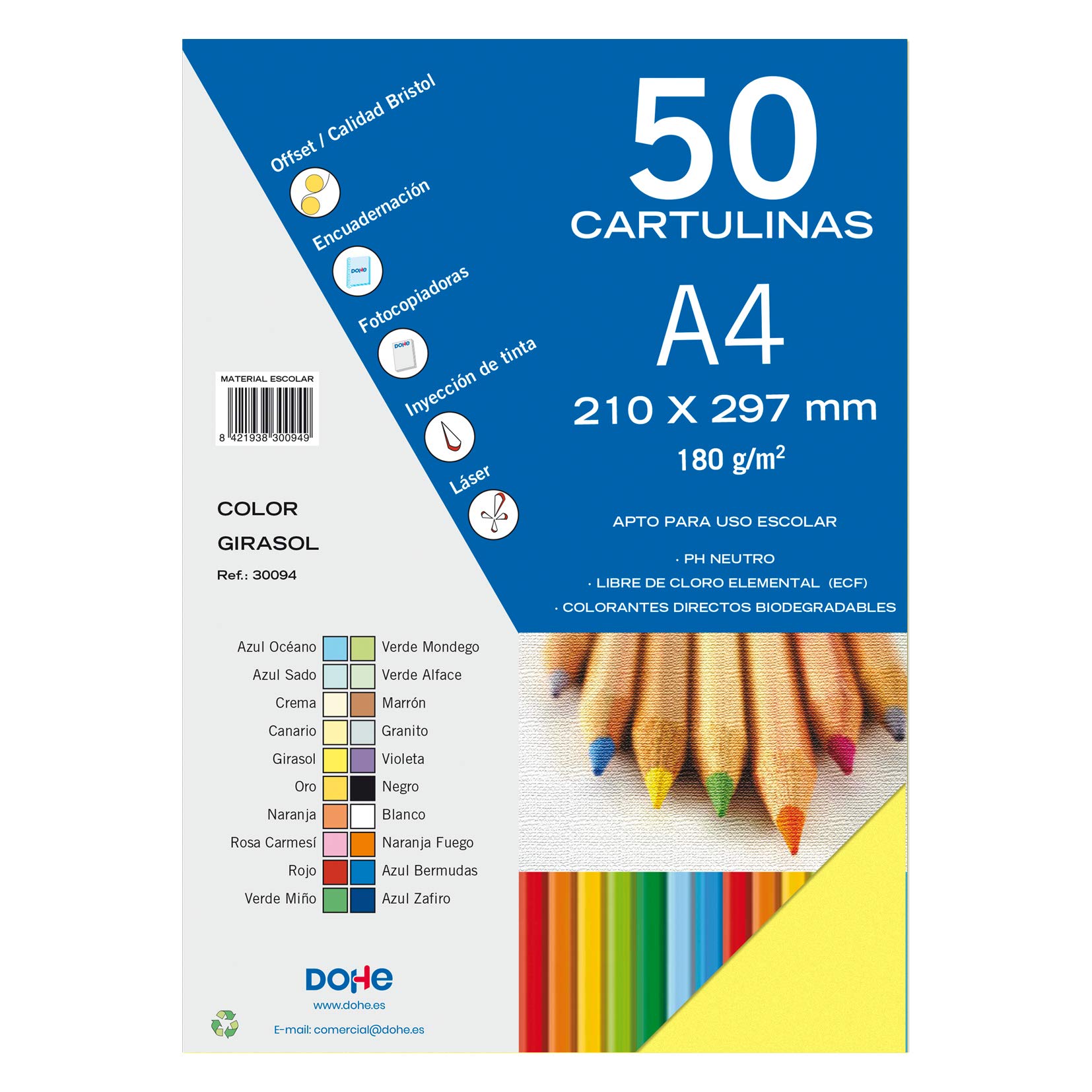 Dohe – Pack of 50 Pieces of Card, A4 Sunflower