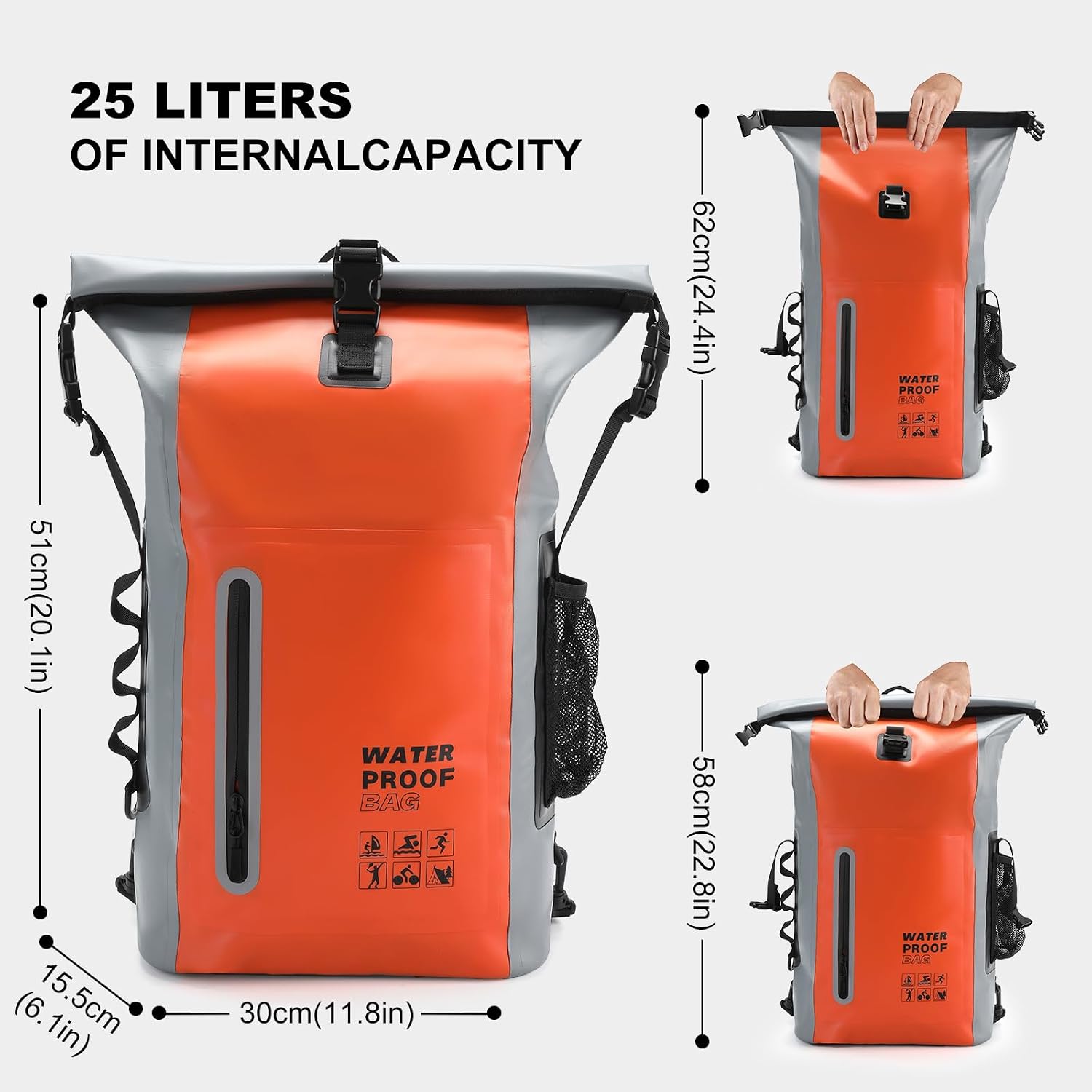 Waterproof Backpack, Waterproof Backpack That Can Float, Suitable for Kayaking And Beach Activities, Outdoor Moisture-Proof Bag