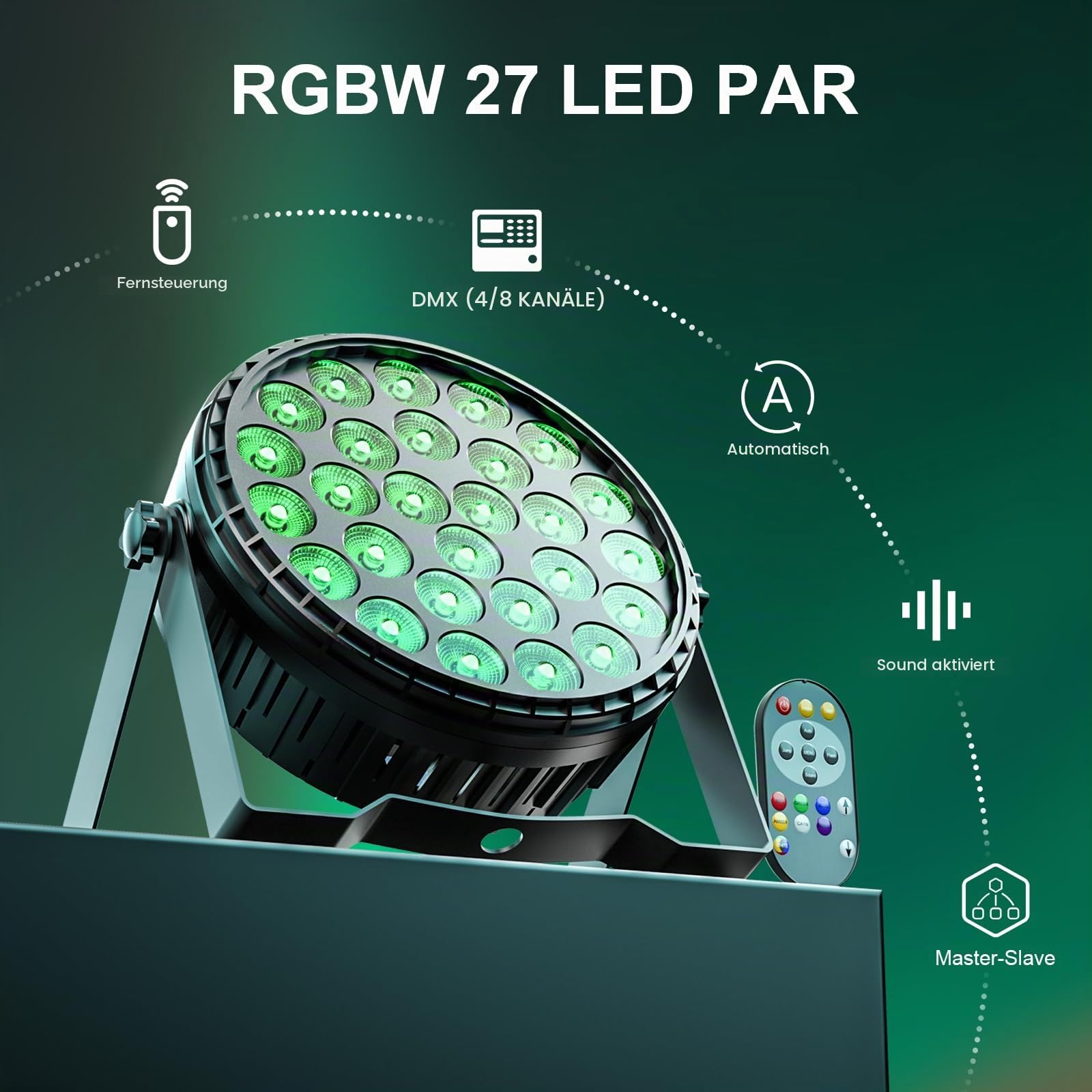 4PCS 216W LED Par Strahler, 27 x 8W RGBW LED Par Scheinwerfer Bühnenlicht DMX512 Discolicht Partylicht für Party, Bar, Weihnachten, Halloween, Hochzeit
