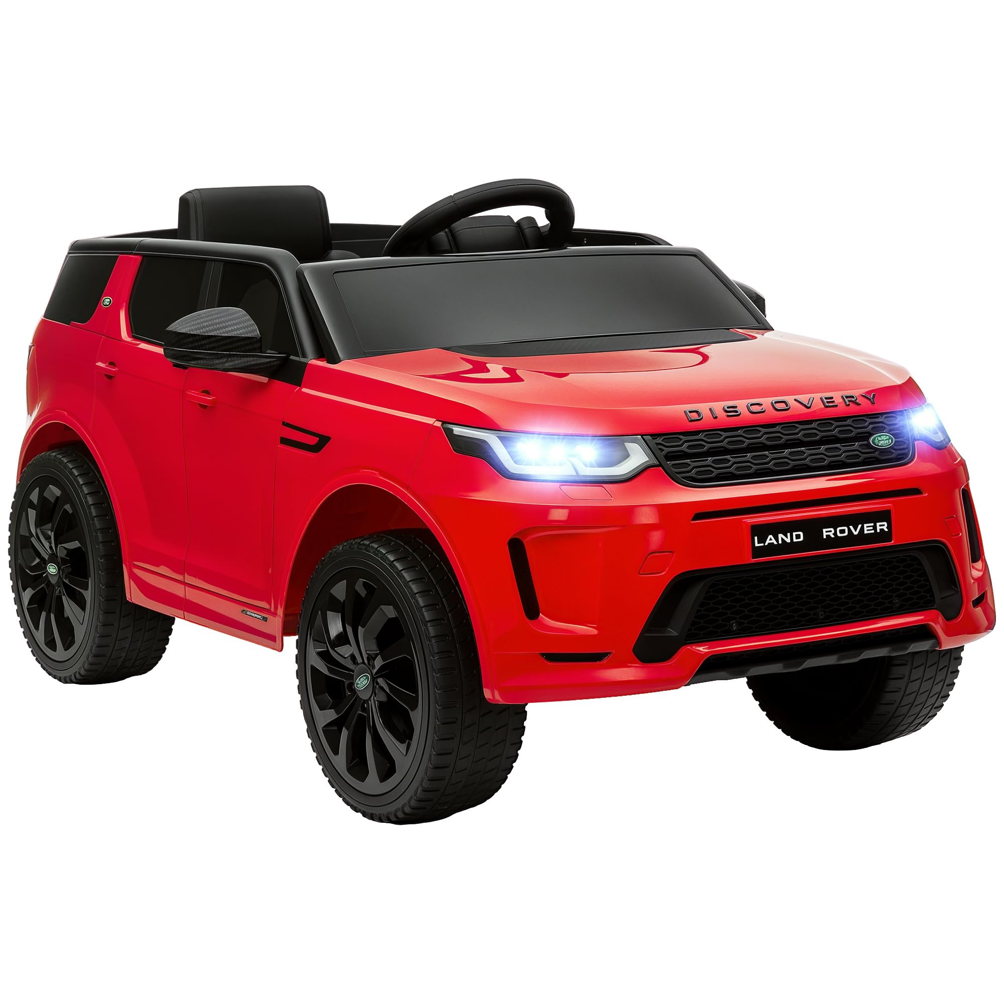 AIYAPLAY Land Rover Discovery Sport samochodzik 12V, 3-6 lat, czerwony | Elektryczny samochodzik, pilot 2,4G, muzyka, klakson, diody LED, USB/MP3, 3-5 km/h